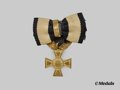 Prussia, Kingdom. A Golden Military Merit Cross, Miniature Boutonniere Version by J. Godet & Sohn, c. 1917