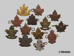Canada, CEF. Thirteen First War Collar Badges