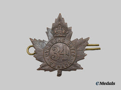 Canada, CEF. A 34th Infantry Battalion Cap Badge