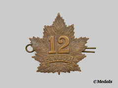Canada, CEF. A 12th Infantry Battalion Cap Badge