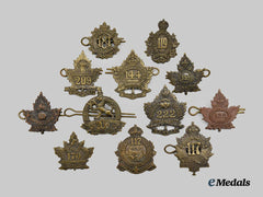 Canada, CEF. A Lot of Twelve First War Collar Badges