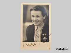 Germany, Third Reich. A Rare Wartime Signed Photograph of Legendary Aviator Hanna Reitsch