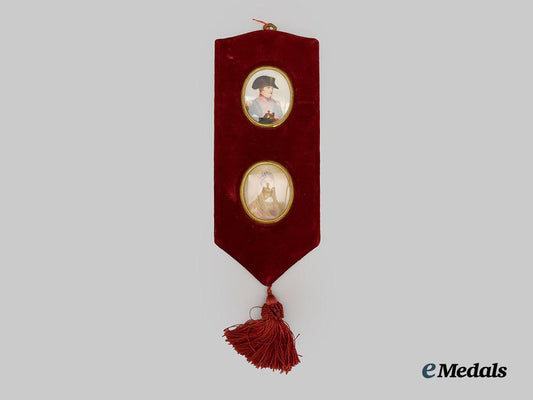 france,_kingdom._framed_miniature_portraits_of_napoleon_and_marie_louise___m_n_c8791