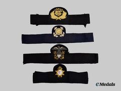 United States. A Lot of Four Assorted Uniform Cap Bands