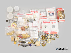 International. A Large Lot of 80 American, British, and Canadian Uniform Insignia, Buttons, and Regalia