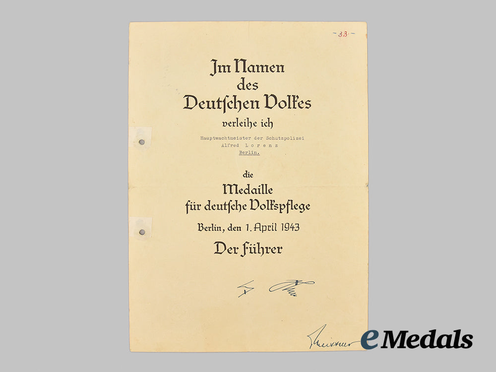 germany,_ordnungspolizei._a_medal_bar_and_award_documents_to_hauptwachtmeister_alfred_lorenz___m_n_c8868