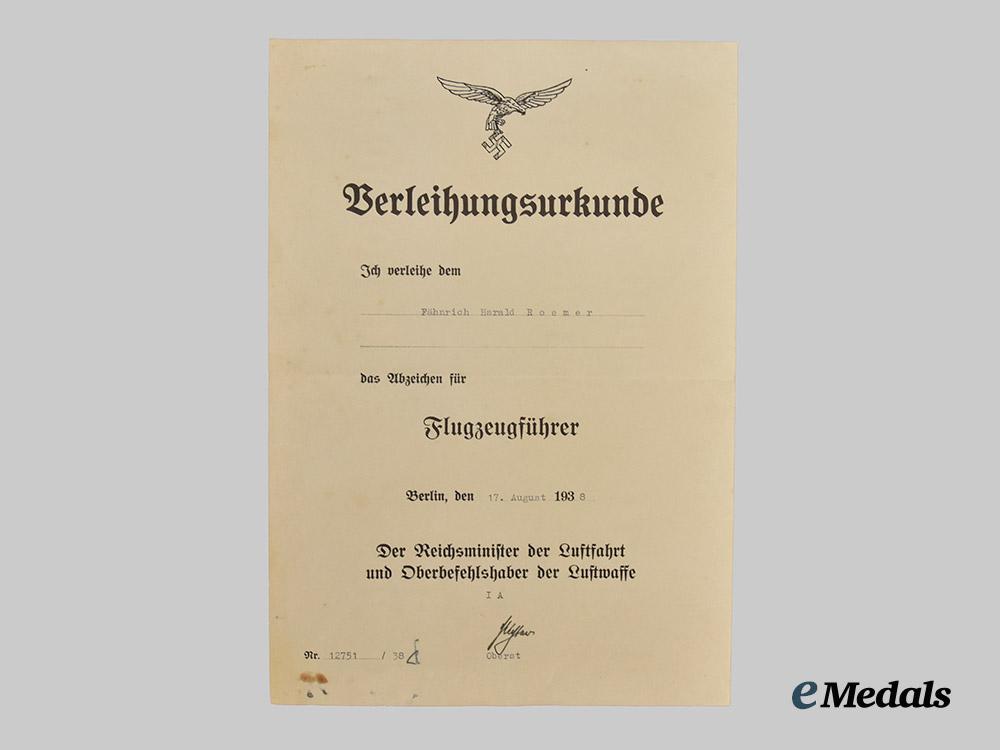 germany,_luftwaffe._a_lot_of_award_documents_to_hauptmann_harald_roemer,_battle_of_britain_spitfire_kill___m_n_c8967