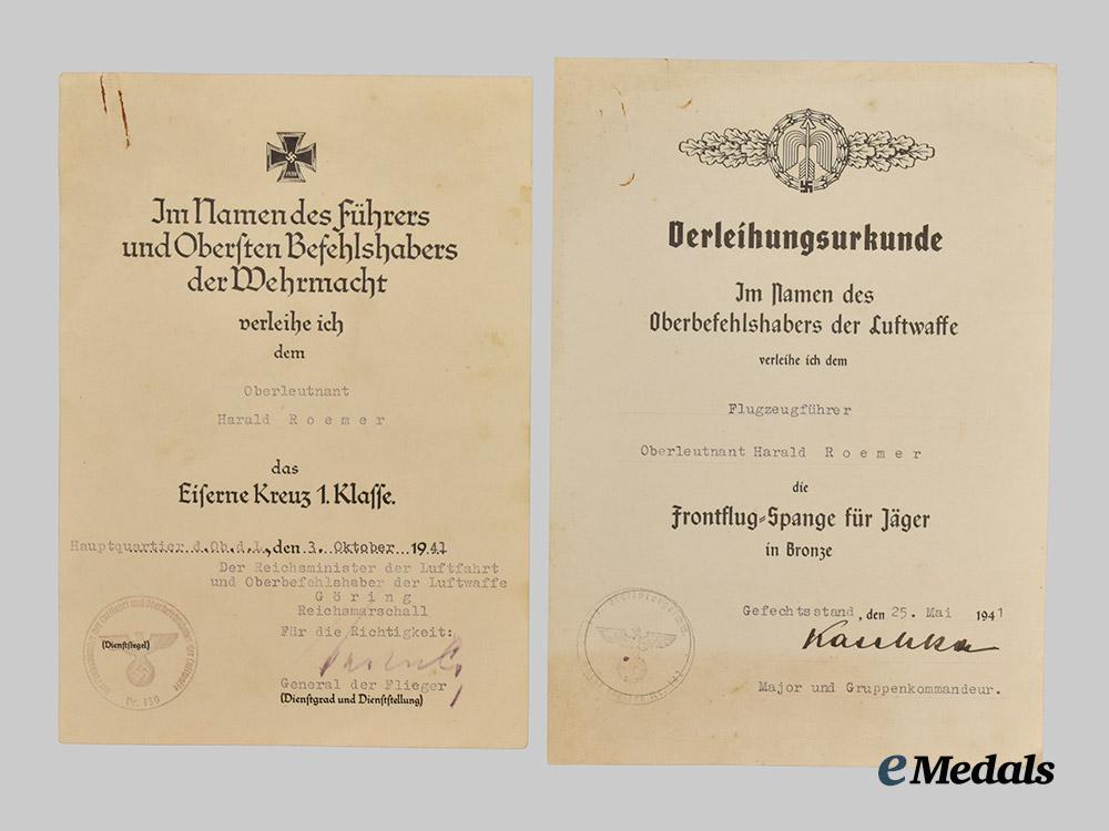 germany,_luftwaffe._a_lot_of_award_documents_to_hauptmann_harald_roemer,_battle_of_britain_spitfire_kill___m_n_c8972