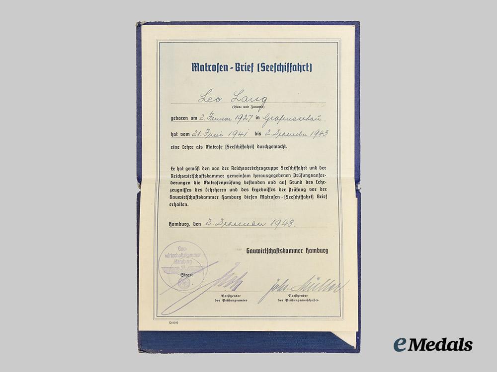 germany,_kriegsmarine._a_gebührnisbuch_and_documents_to_leo_lang,_youth_conscript_serving_in_naval_region_norway___m_n_c9061