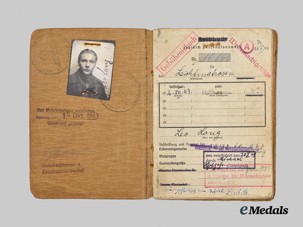 germany,_kriegsmarine._a_gebührnisbuch_and_documents_to_leo_lang,_youth_conscript_serving_in_naval_region_norway___m_n_c9064