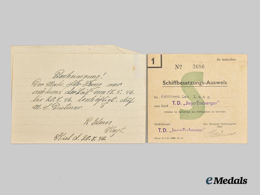 germany,_kriegsmarine._a_gebührnisbuch_and_documents_to_leo_lang,_youth_conscript_serving_in_naval_region_norway___m_n_c9073