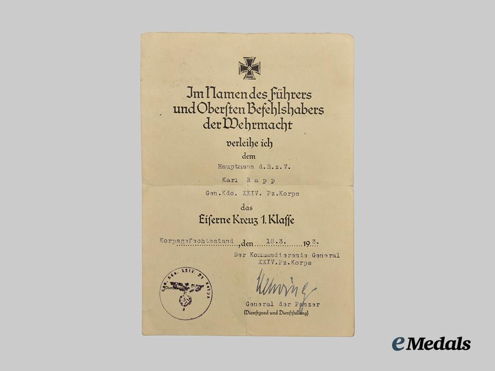 germany,_heer._a_pair_of_award_documents_to_hauptmann_der_reserve_karl_rapp,_panzer_troops___m_n_c9372