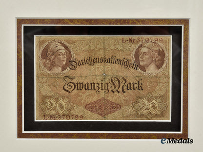 germany,_imperial._a_framed20_mark_note_retrieved_from_manfred_von_richthofen_by_donald_l._fraser,_ex-_charles_donald_collection___m_n_c9397