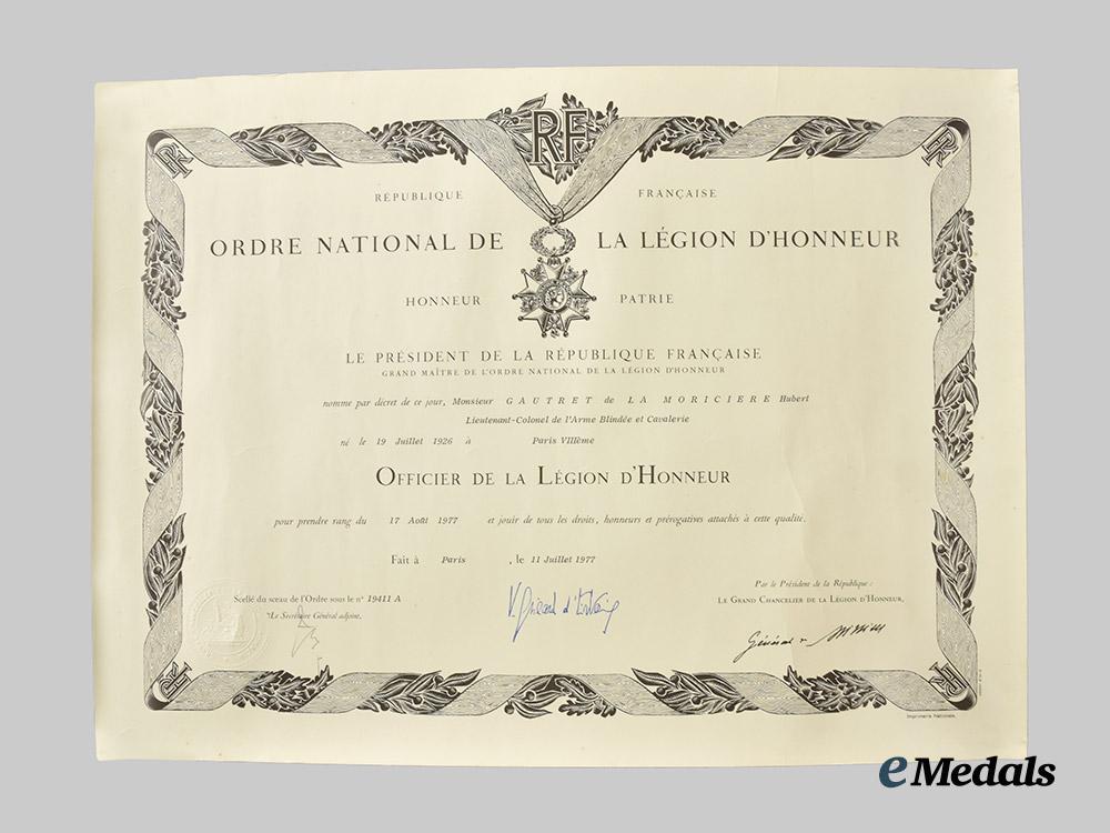 france,_republic._a_legion_of_honour_medal_bar_with_document_to_lieutenant-_colonel_hubert_gautret_de_la_moriciere,_foreign_cavalry,1977.___m_n_c9483