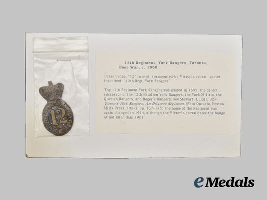 united_kingdom._a12th_regiment,_york_rangers_boer_war_badge,_c.1900___m_n_c9552