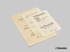 Germany, Kriegsmarine. A Lot of Award Documents to Bezirkszollkommissar Hugo Rodaß