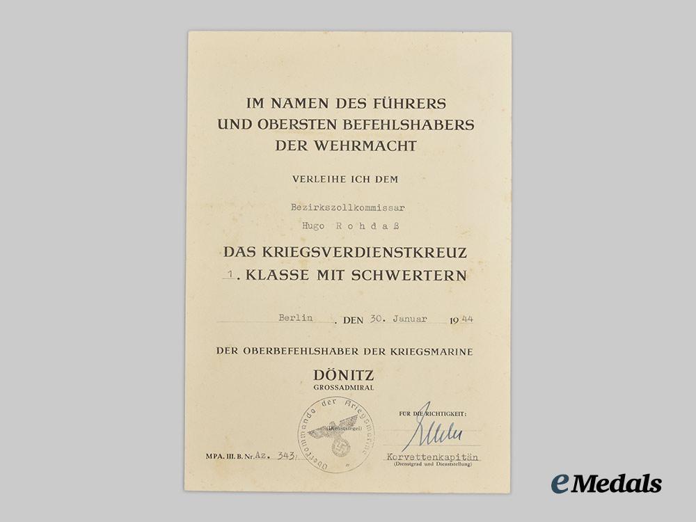 germany,_kriegsmarine._a_lot_of_award_documents_to_bezirkszollkommissar_hugo_rodaß___m_n_c9613