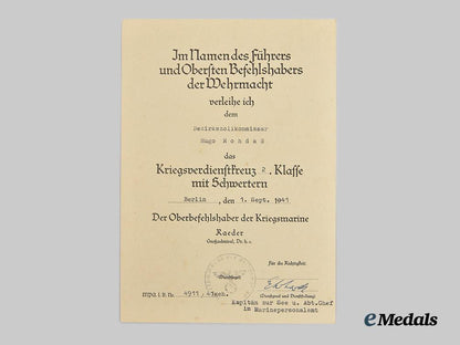 germany,_kriegsmarine._a_lot_of_award_documents_to_bezirkszollkommissar_hugo_rodaß___m_n_c9616