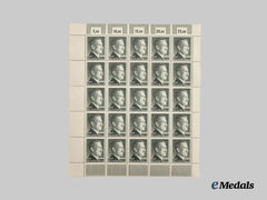 Germany, Third Reich. A Sheet of Unissued AH Stamps
