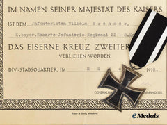 Germany, Imperial. A 1914 Iron Cross II Class, with Award Document, by Gebrüder Friedländer