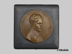 United States. A Cased Charles Lindbergh Solo Atlantic Flight Table Medal, c. 1977