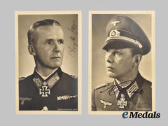 Germany, Wehrmacht. A Pair of Signed Knight’s Cross Recipient Postcards