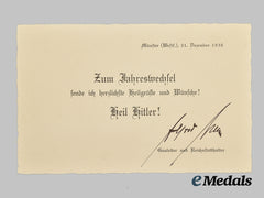 Germany, Third Reich. A Signed New Years Greeting from Gauleiter and Reichsstatthalter Alfred Meyer