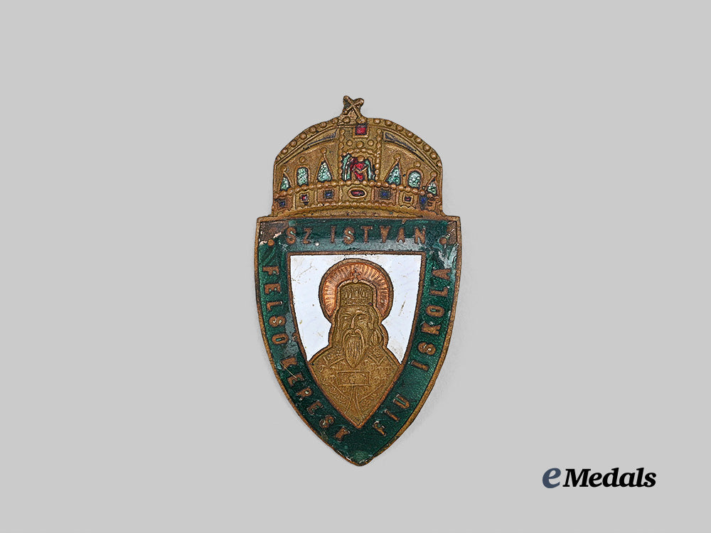 hungary,_kingdom._a_s_z._istvan_secondary_school_cap_badge,_c.1920_e_medals__e_u24890_2