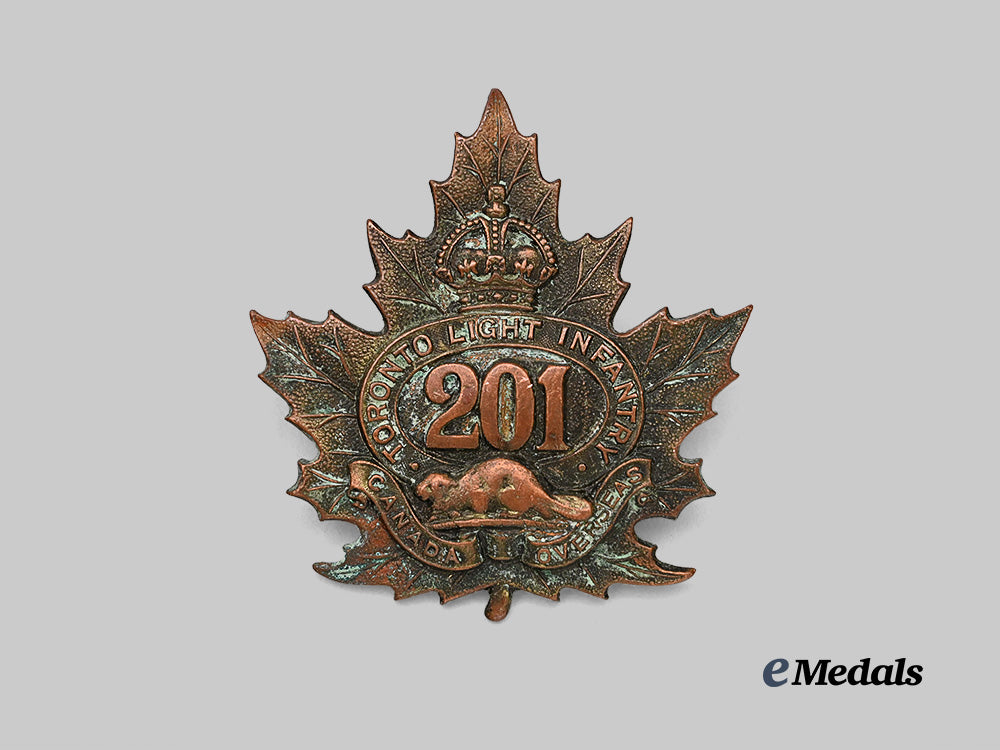 canada,_c_e_f._a201st_infantry_battalion"_toronto_light_infantry"_cap_badge,_type_i_with_beaver_e_medals__c7265_2