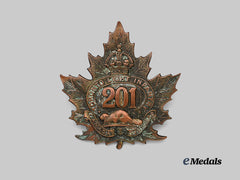 Canada, CEF. A 201st Infantry Battalion "Toronto Light Infantry" Cap Badge, Type I with Beaver