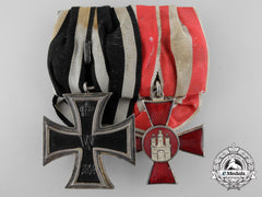 A First War  Hanseaten Cross & Iron Cross Medal Pair