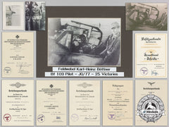 A Document Group To A Luftwaffe Pilot–Ace Who Downed 25 Planes Including 10 B-24S