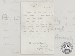 A Signed Letter From General Montgomery, Eighth Army In Italy, October 1943
