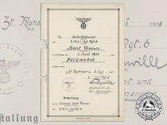 A Promotion Document To Horst Thomas; German Cross In Gold Winner