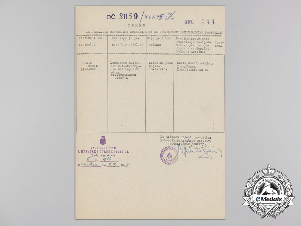 a_croatian_preliminary_award_to_heer_leutnant_with_signature_of_ante_pavelić_a_1773