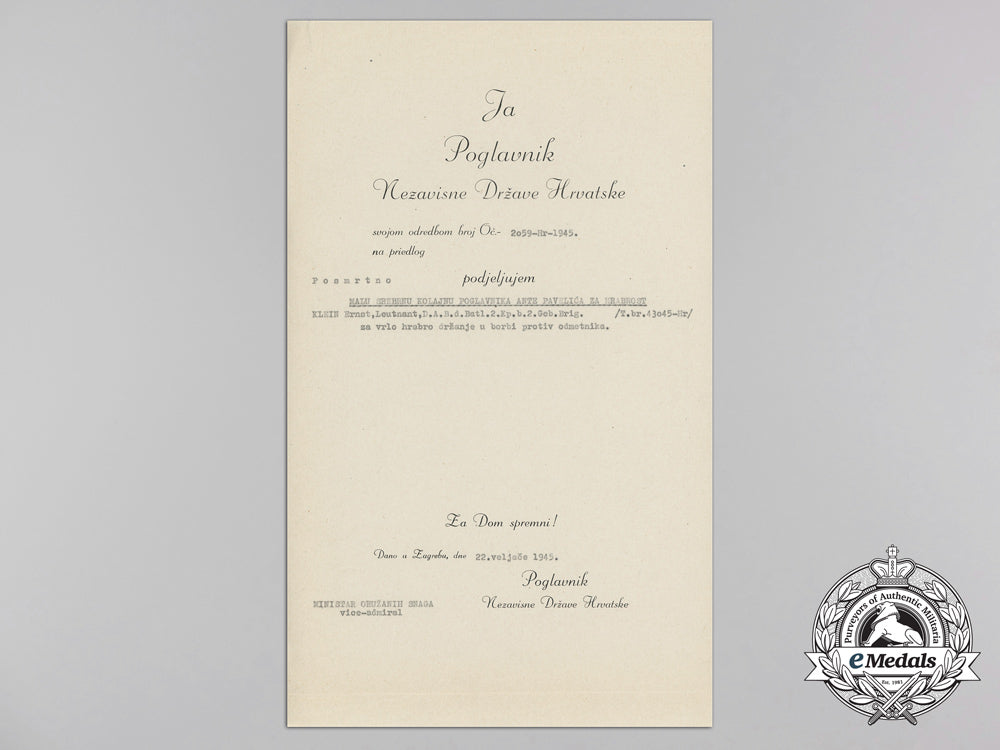a_croatian_preliminary_award_to_heer_leutnant_with_signature_of_ante_pavelić_a_1780