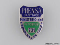 Chile. An Interior Ministry Police Id Badge, C.1920