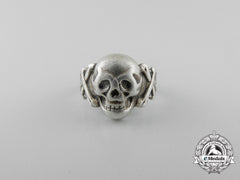 A German Silver Skull Ring; 800 Marked