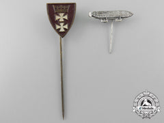 Two Weimar Republic Two Stickpins; Danzig & Zeppelin