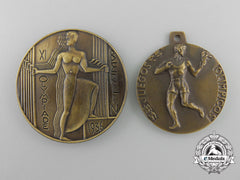 Germany, Olympic. Two 1936 Spanish Olympic Medals & Awards