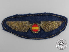 A Spanish Air Force Pilot's Badge; Cloth Version