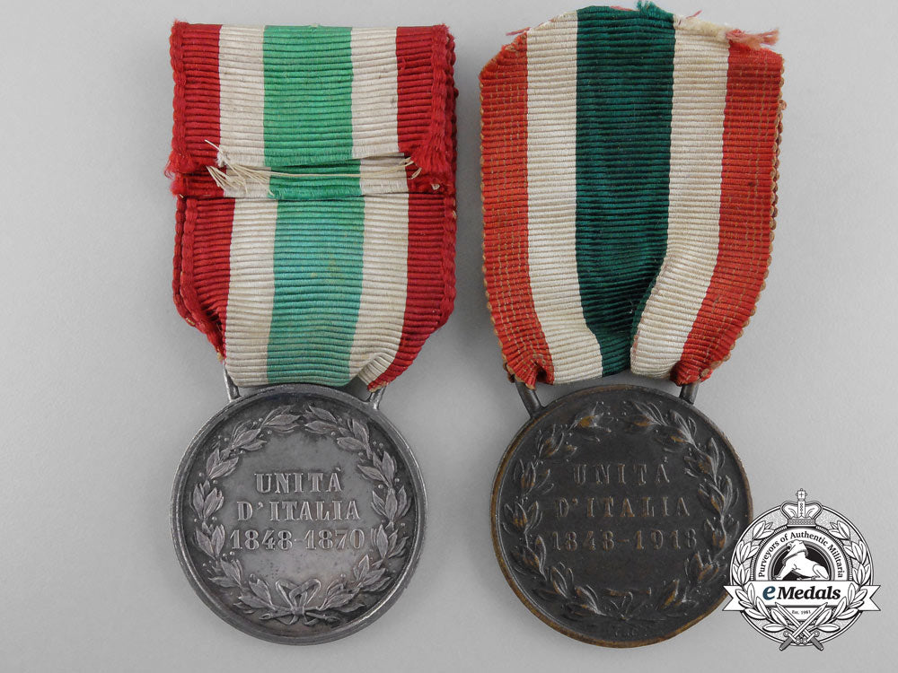 two_italian_unity_medals;1870&1918_a_5474