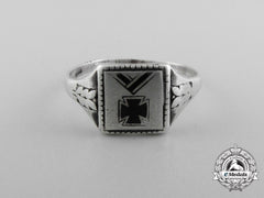 A German Imperial Silver Patriotic Ring With Iron Cross