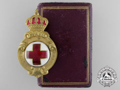 An 1887 Bulgarian Red Cross Badge With Case Of Issue