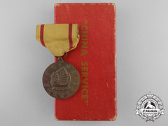 An American China Service Medal With Case Of Issue