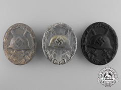 Three Wound Badges; Gold, Silver And Black Grades
