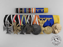 A First & Second War German Medal Bar Of Eight; With Ribbon Bar And Case