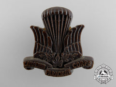 A Second War Canadian Parachute Corps Cap Badge; Bakelite Version