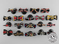 Nineteen German Ribbon Bars With Button Hole Attachments