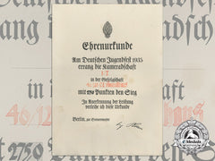 A German Youth Festival Honourary Award Certificate 1935